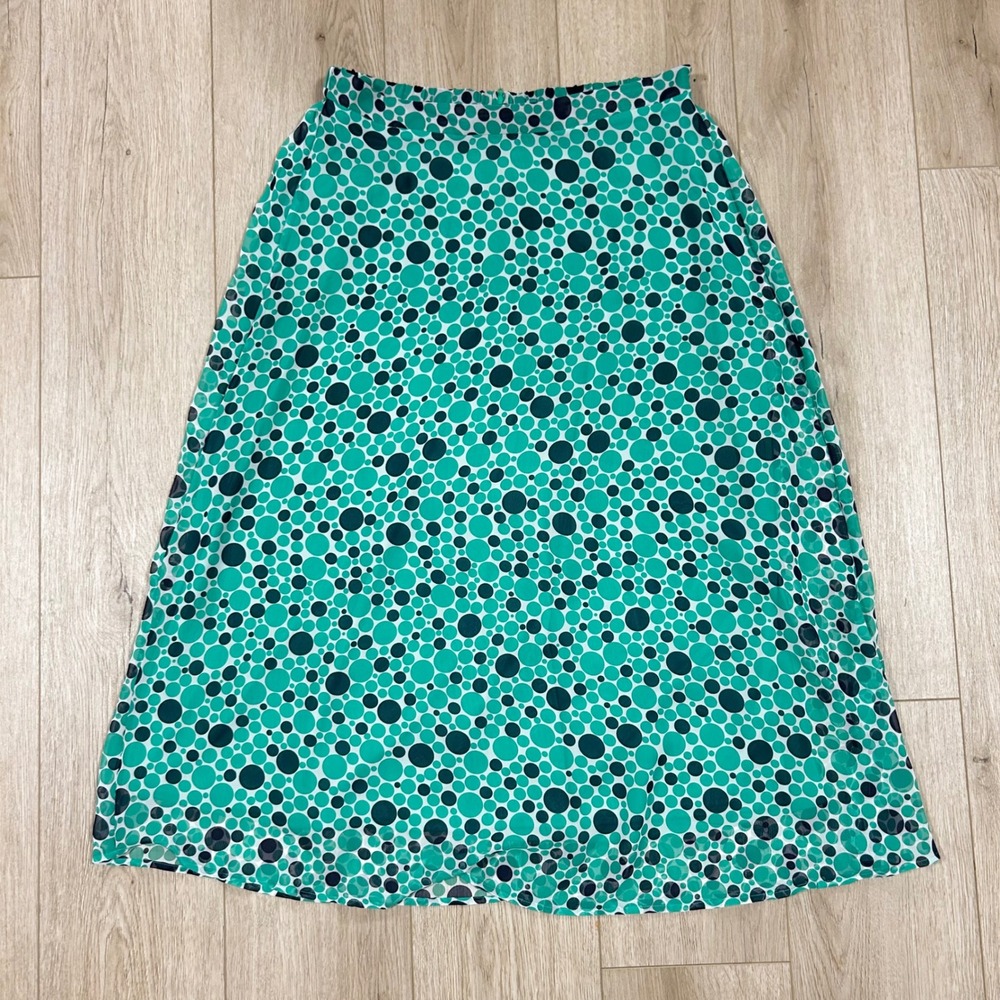 Y2K Vintage Green Navy Polka Dot Midi A-Line Skirt Size 14W 57-82528